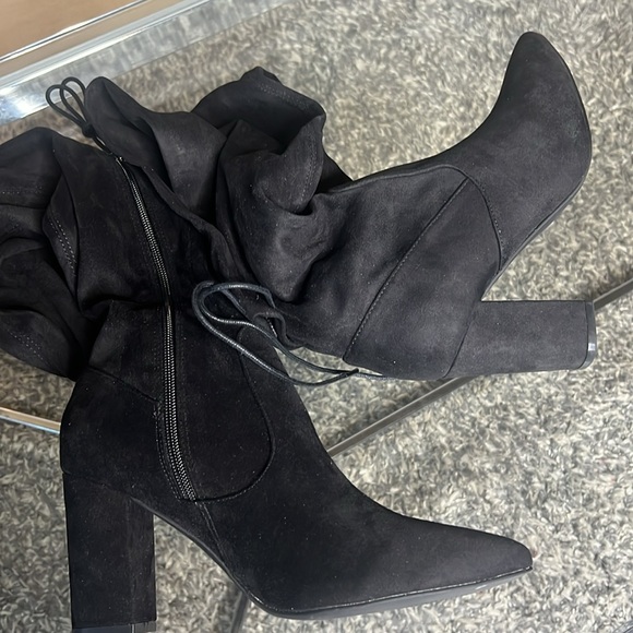 New Aubriana Over The Knee Faux Suede Heeled Boots, 9 - Picture 9 of 11